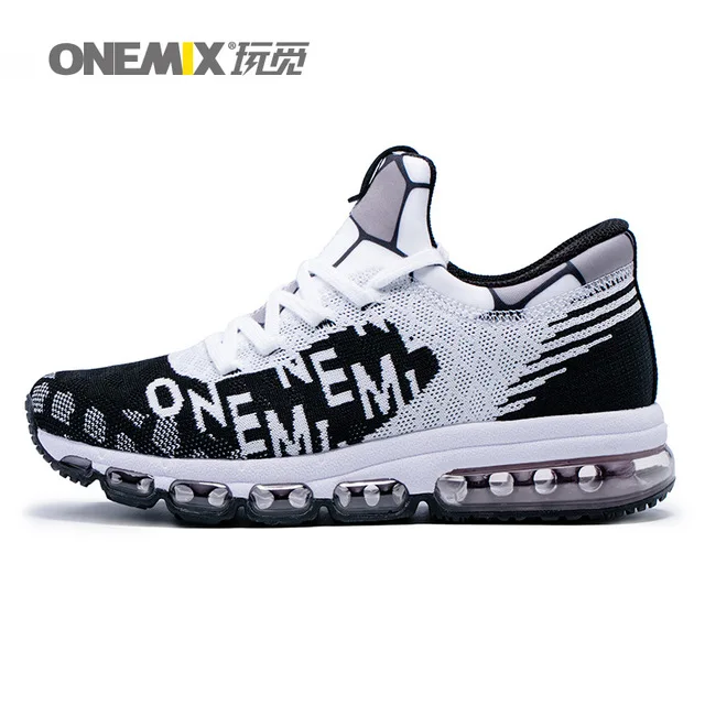 Onemix/Мужская обувь для бега; кроссовки для женщин; спортивная обувь; Zapatillas; дышащая оригинальная обувь для мужчин - Цвет: BlackWhite