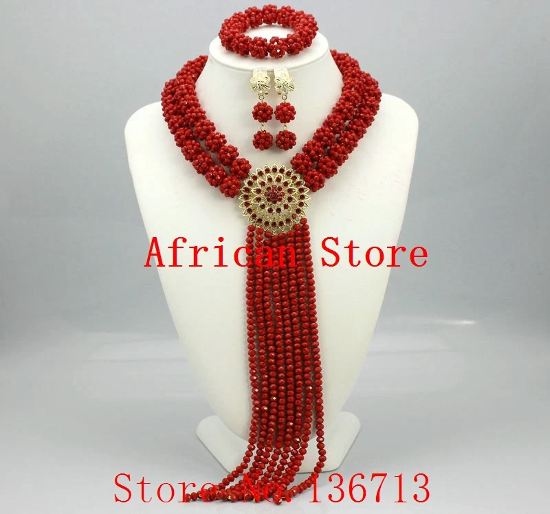 Удивительный оранжевый Африканский комплект бижутерии из бисера нигерийское