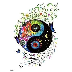 Водостойкая Временная тату-наклейка Инь и Ян, наклейка-бабочка для боди-арта, тату для мужчин, тату-рукав, Детские временные тату-наклейки