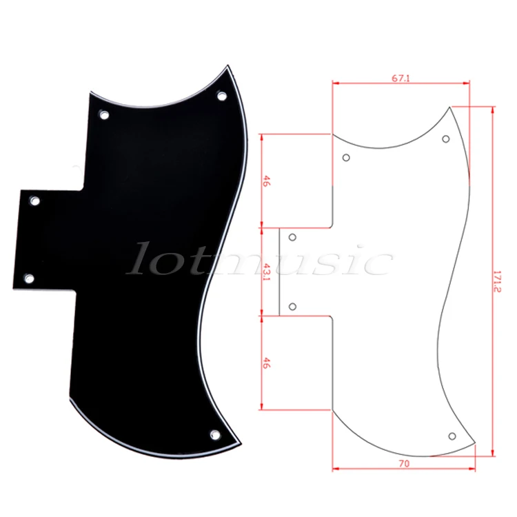 2 шт. Гитара Pickguard стандартный 3-слойный черный отверстия для сменный фиксатор