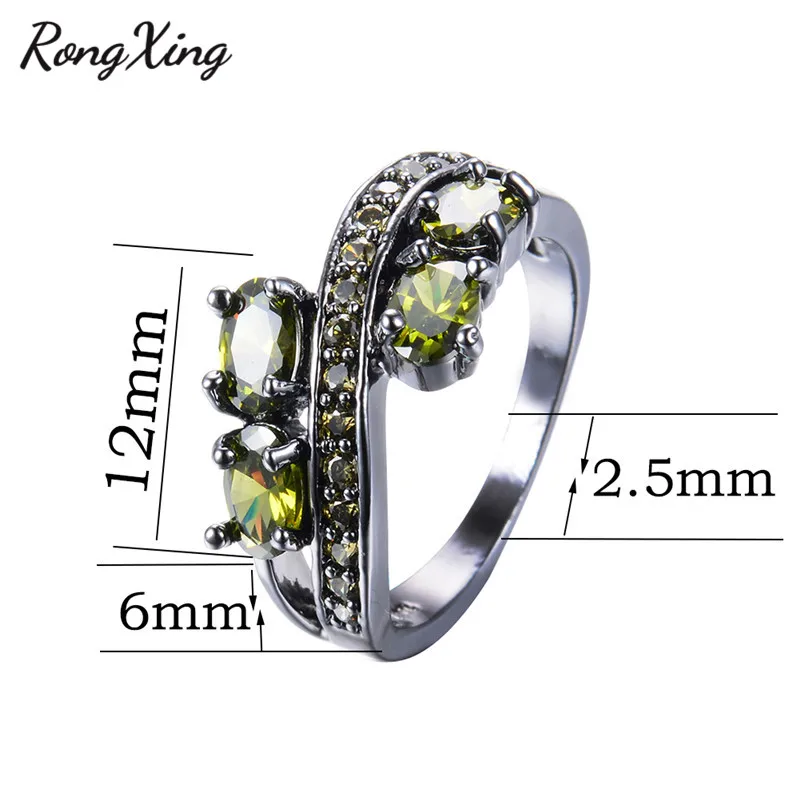 Сверкающие кольца RongXing оливковый зеленый Цирконий для женщин свадебные