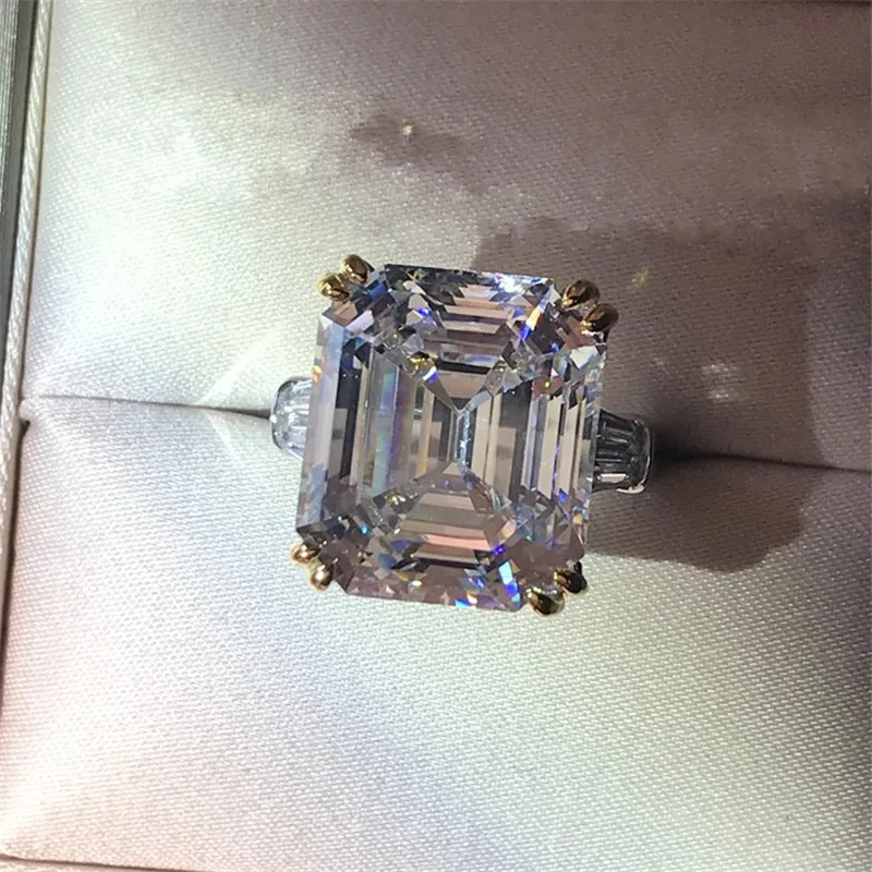 Роскошные кольца 925 стерлингового серебра огранка Ашер 6ct AAAA Сона cz обручальные