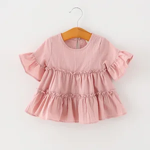 Новинка лета 2017, Детские рубашки для девочек, хлопковая блузка с длинным рукавом, милые топы для малышей, верхняя одежда для девочек от 0 до 24 месяцев