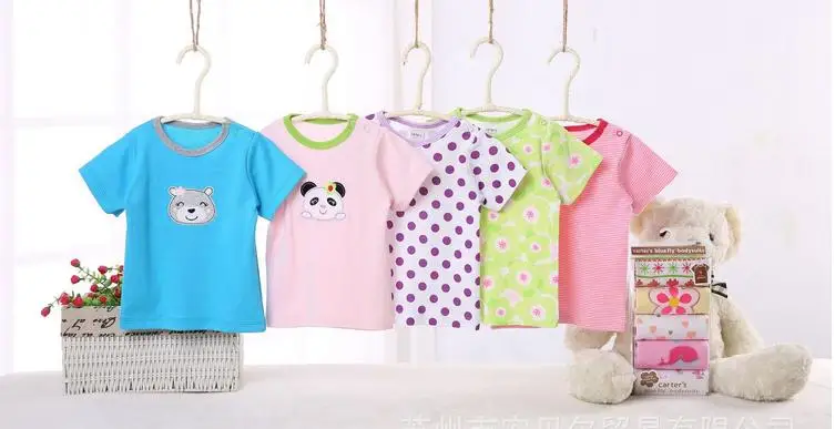 

2pcs Summer neck shoulder excluding cotton cultivate one's morality short sleeve baby T-shirt boy girl clothes design