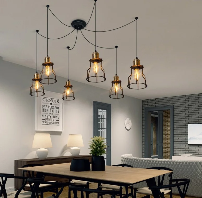 Современная Скандинавская ретро люстра с лампочками Эдисона винтажная