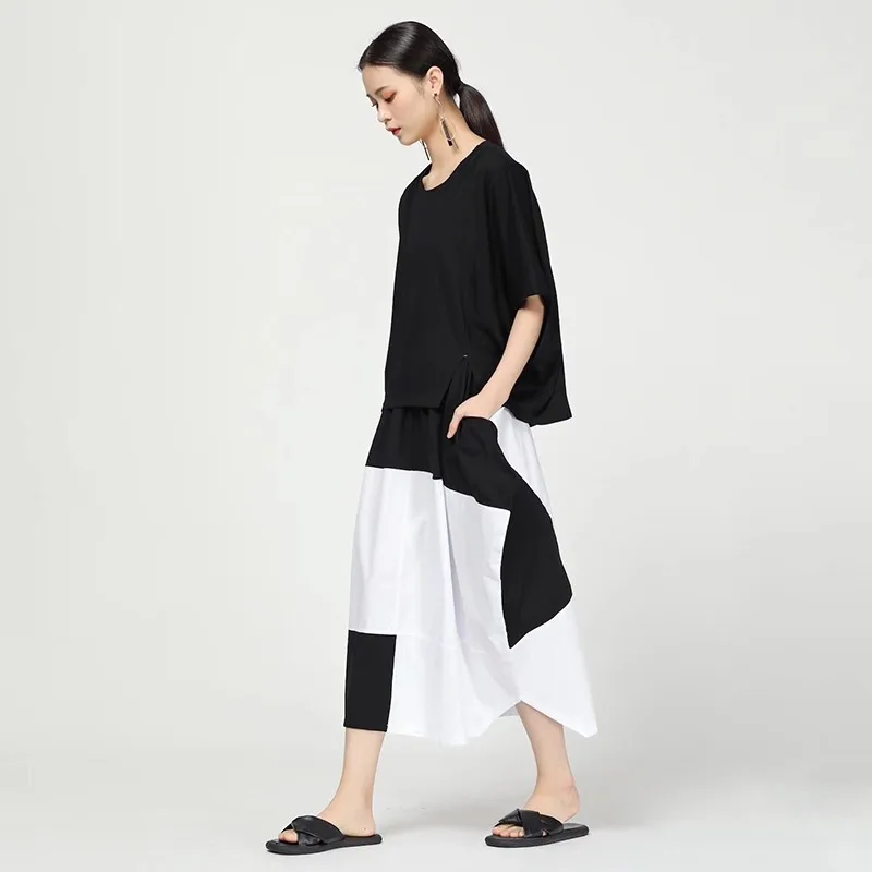 CHICEVER Летняя Повседневная Лоскутная полосатая Женская юбка эластичная высокая