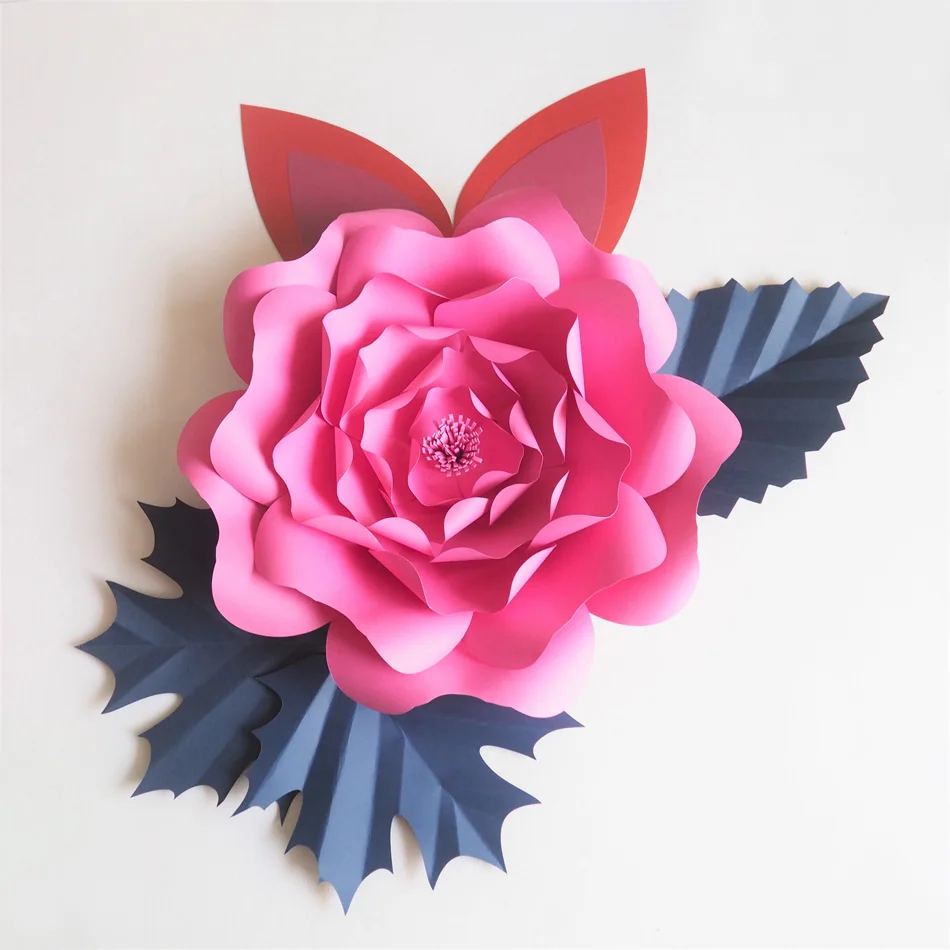 DIY Large Giant Paper Flowers Rose Fleurs Backdrops 1 Piece+3 Leaves+2 Ears For Baby Shower Nursery Kids' Birthday Video | Дом и сад