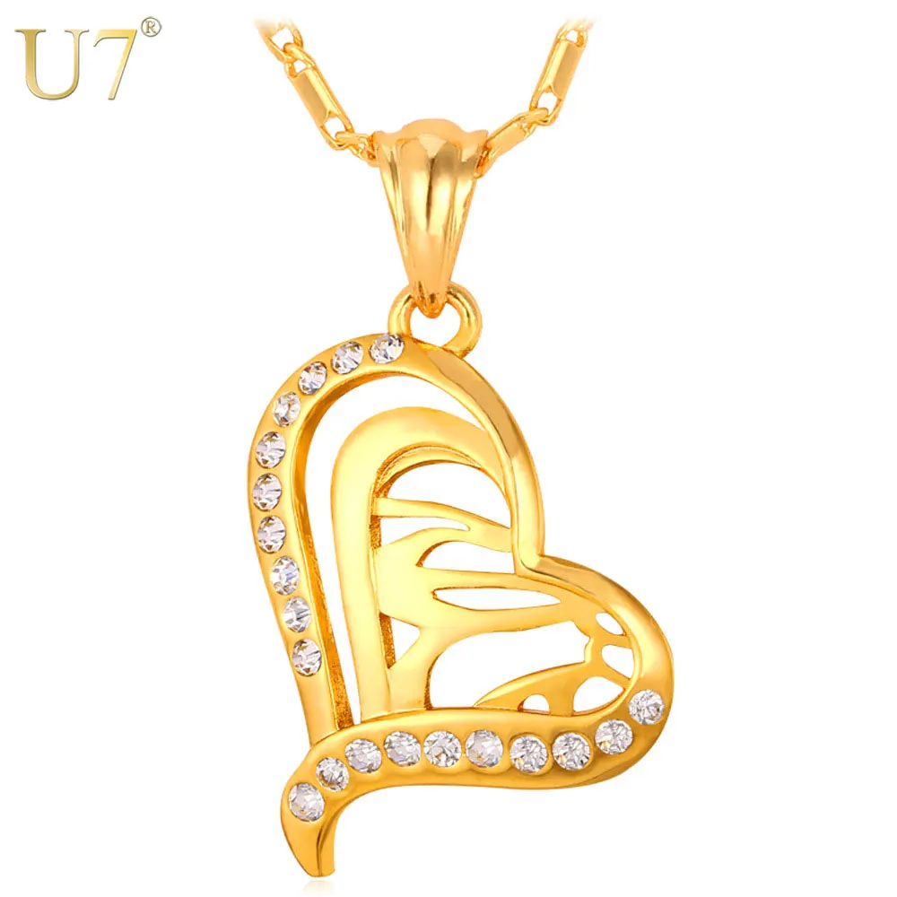 U7 Аллах Сердце Ожерелья И Подвески Исламские Ювелирные Изделия Для Женщин Мода
