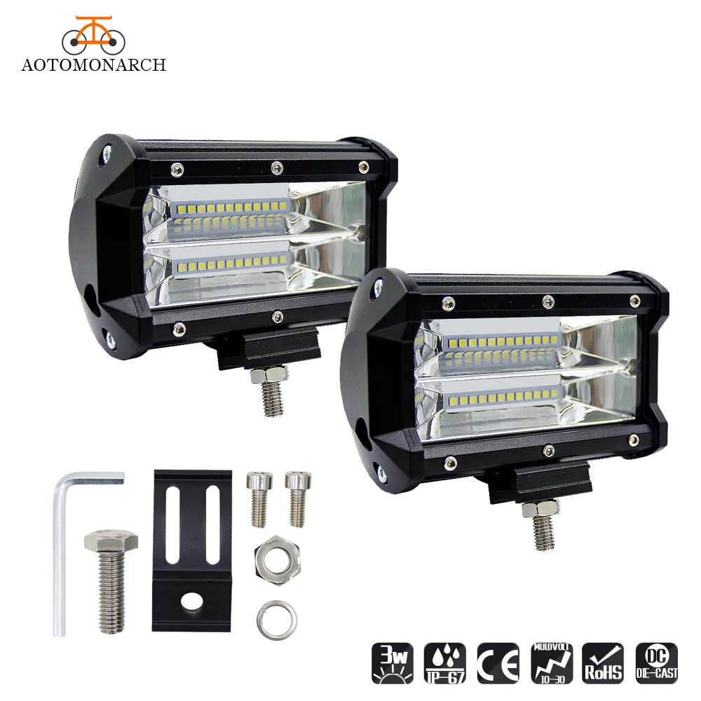 

AOTOMONARCH 2pcs 5 Inch LED Light Bar Car Accessories Auto Work Light Bulb Spotlight Offroad Lamps For Jeep Truck BMW 24V 72W DE