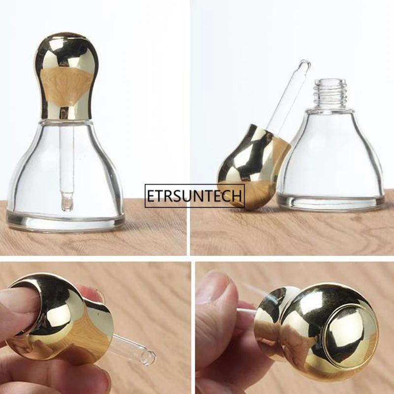 Стеклянная бутылка 40 мл Золотая пипетка прозрачные бутылки для эфирного масла