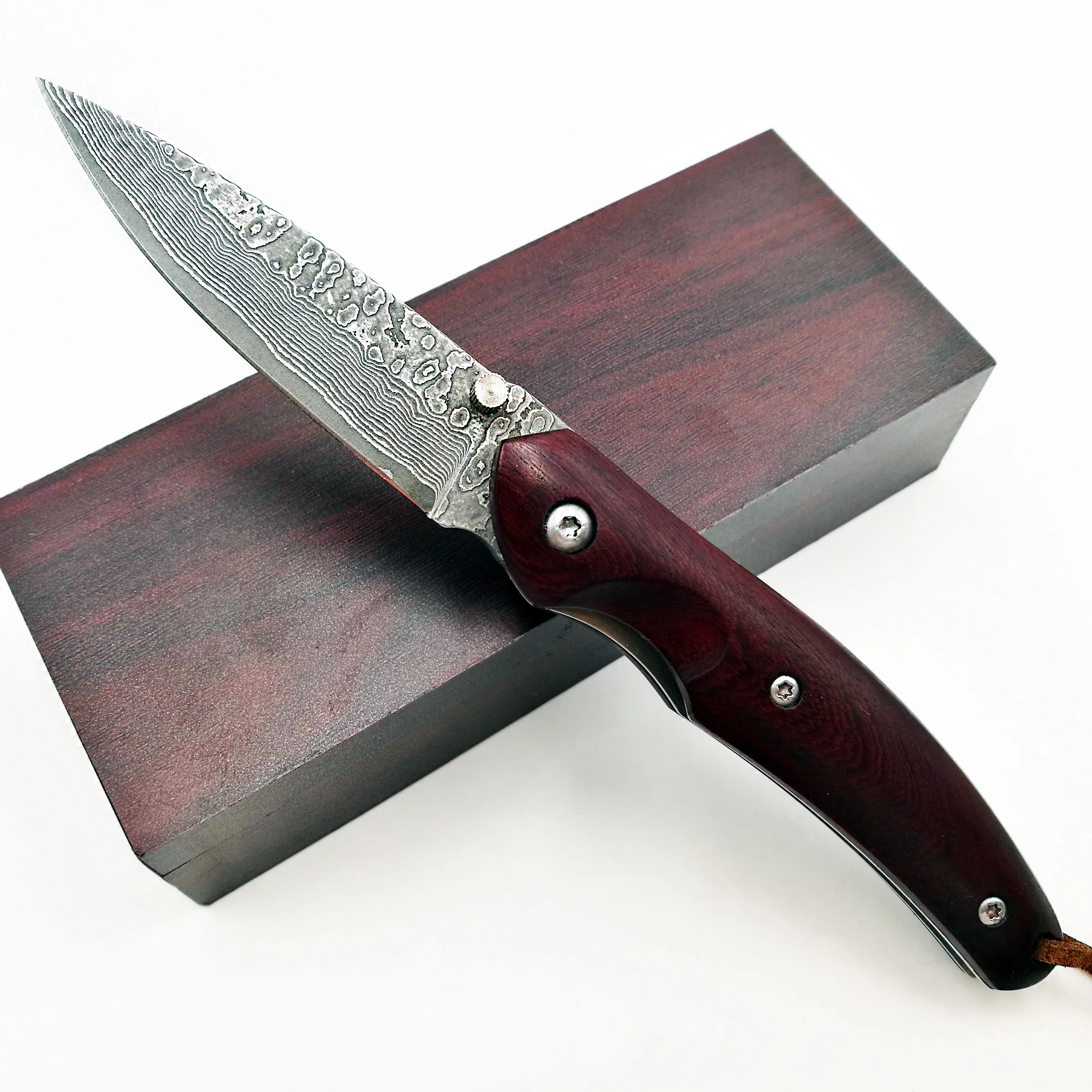 Карманный складной нож дамасское лезвие палисандр ручка для кемпинга выживания