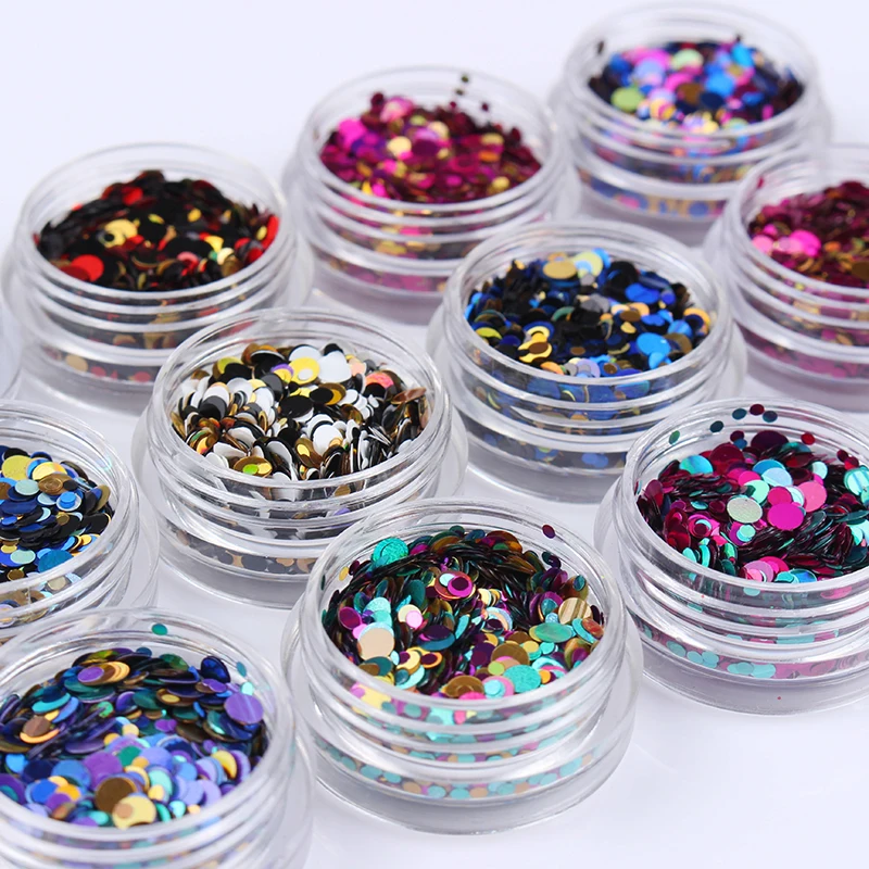 1 коробка для украшения ногтей круглые блестящие блестки яркие ультратонкие УФ