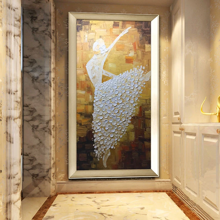 Балетная картина с танцовщицей quadro caudros decoracion акриловая палитра нож текстура холст картина стены искусство картины для гостиной