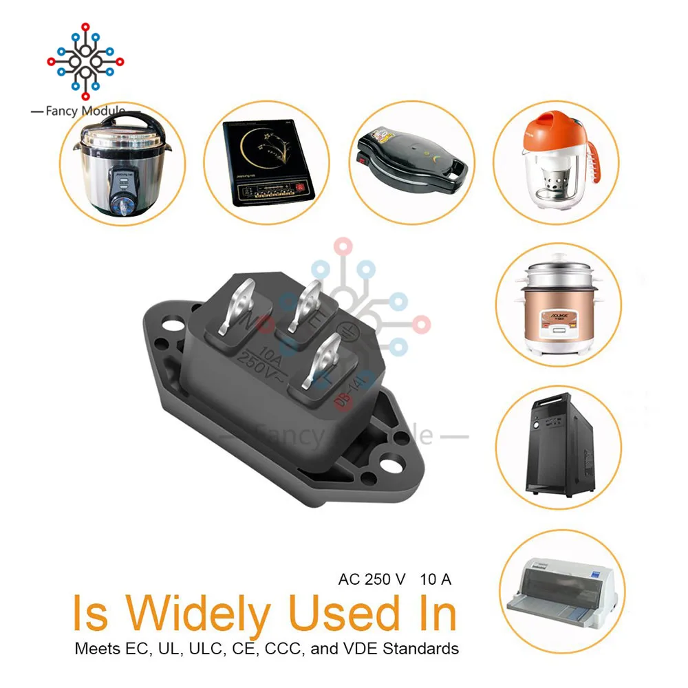1 шт. AC 250 В 10A IEC 320 C14 разъём для настенного крепления Адаптер Железный сердечник
