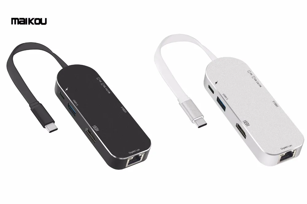 

Maikou 7 in 1 USB-C HUB HDMI Gigabit Ethernet USB 3.1 Type-C Hub with Micro SD Card Reader Type-C PD for Macbook Pro Air
