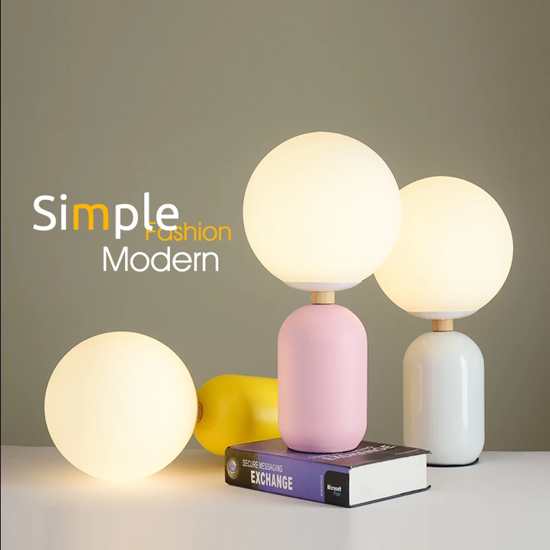 

Modern LED Table Lamp Desk Lamp Light Shade Glass Ball Table Lamp Desk Light for Bedroom Living Room Floor Bedside