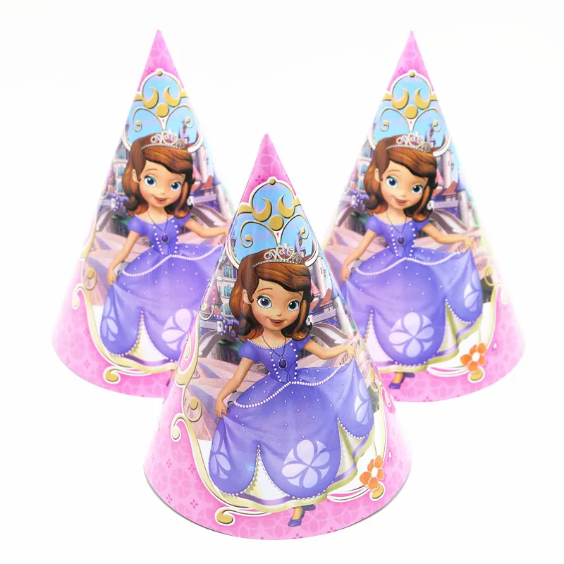 Розовые одноразовые наборы посуды Disney Princess Sofia Design для девочек украшение дня