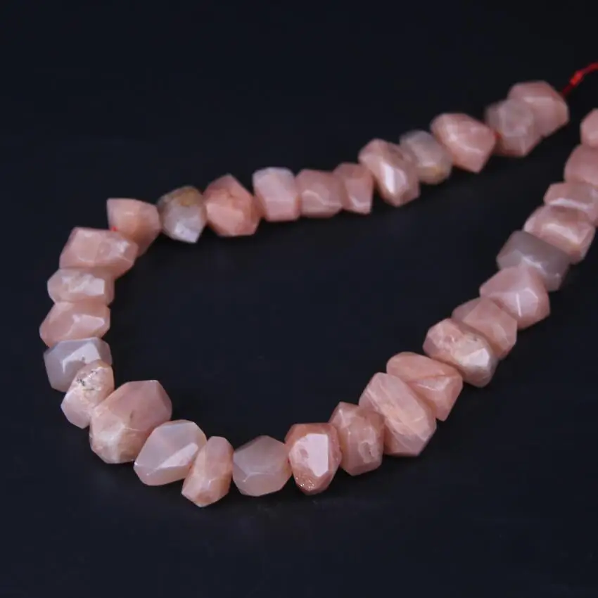 

15.5"/strand Center Drilled Natural Sunstone Faceted Nugget Loose Beads,Cut Gems Moon Stone Nugget Pendant Beads Jewelry Making