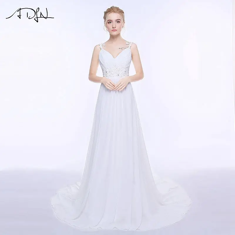 ADLN пляжное свадебное платье vestido de noiva размера плюс шифоновые Свадебные платья на бретельках Свадебные платья