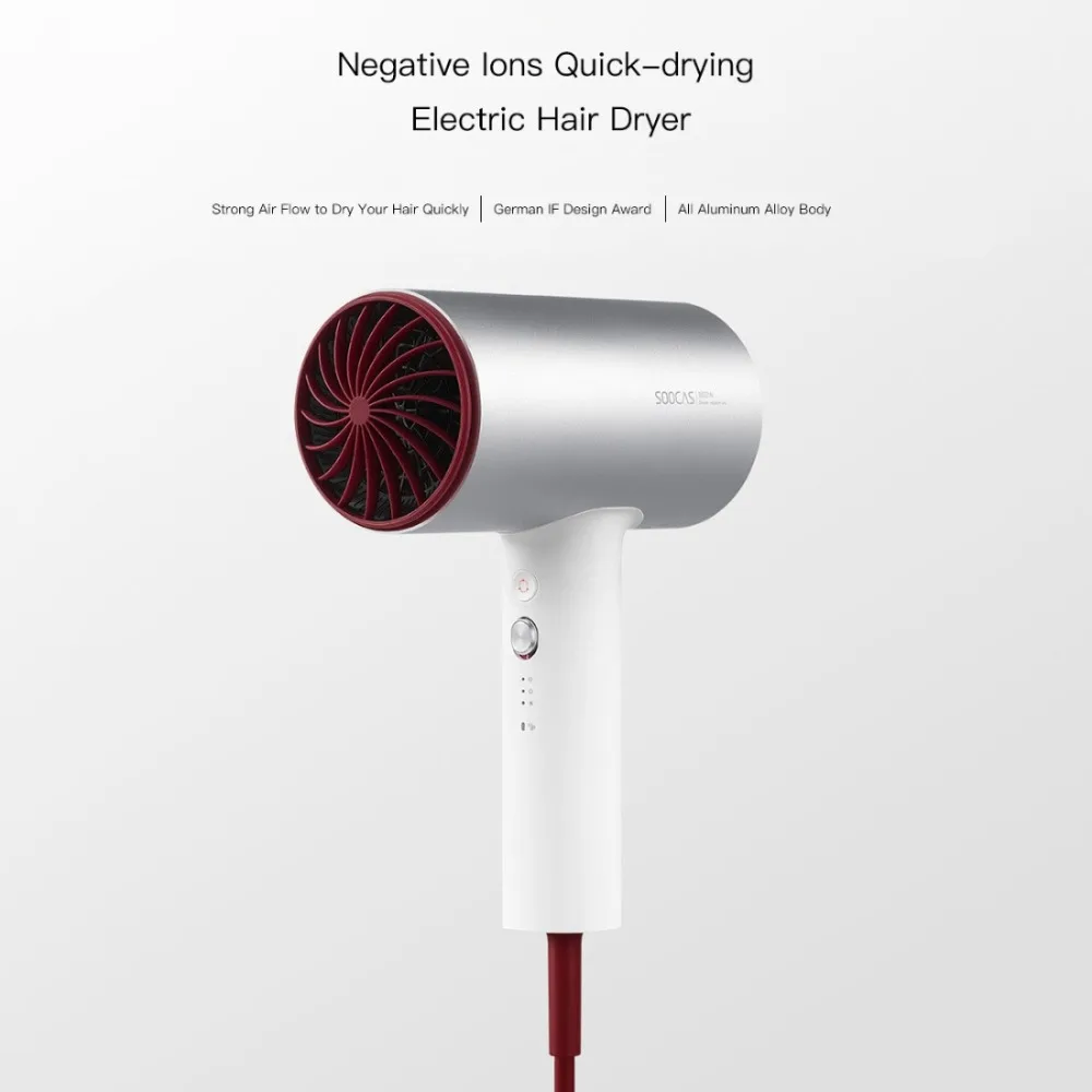 

2018 New Xiaomi Soocare Soocas H3 Anion Hair Dryer Aluminum Alloy Body 1800W Air Outlet Anti-Hot Innovative Diversion Design