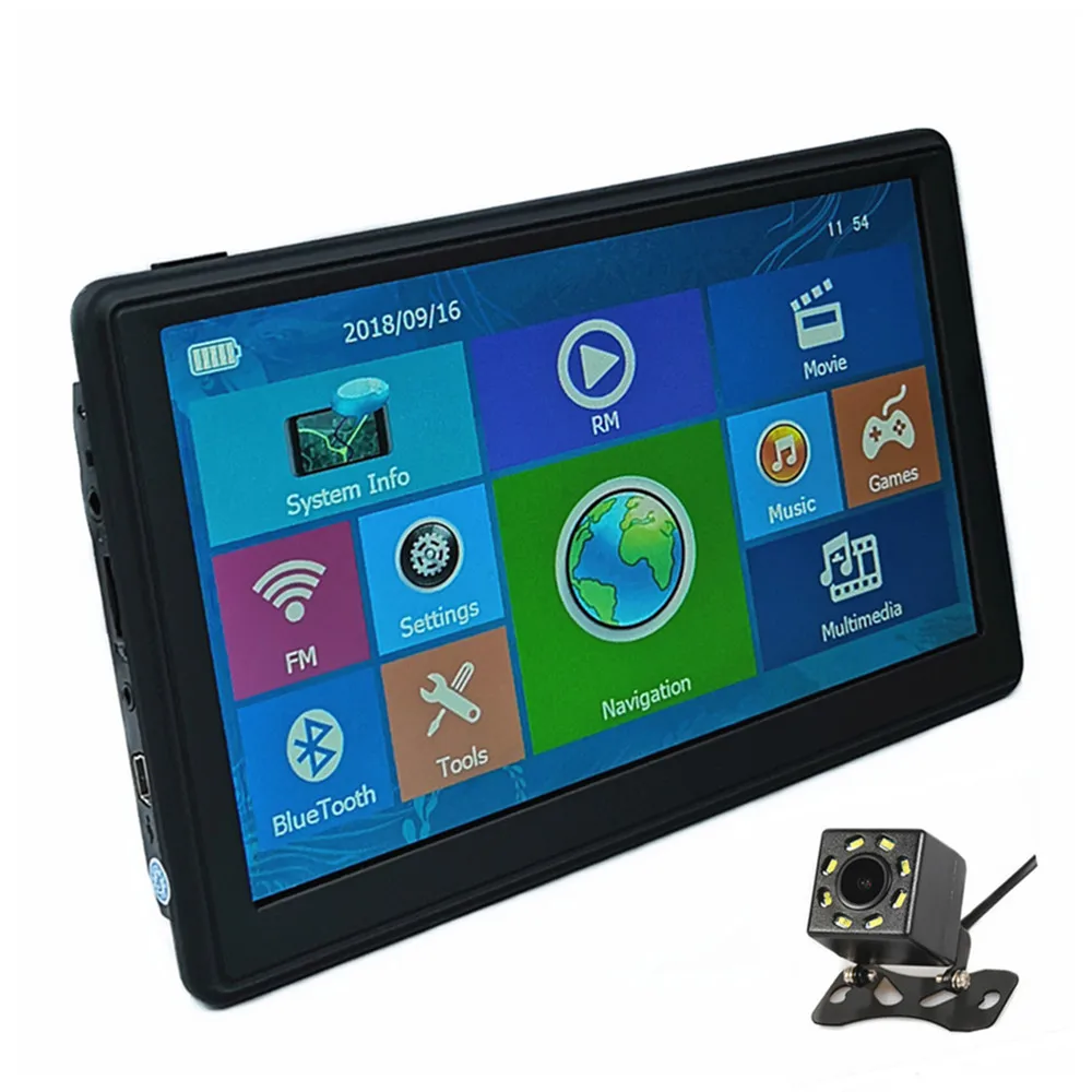 Автомобильный gps-навигатор " емкостный экран 128 M/8G Sat nav бесплатные карты, дополнительные Bluetooth AV-IN и камера заднего вида