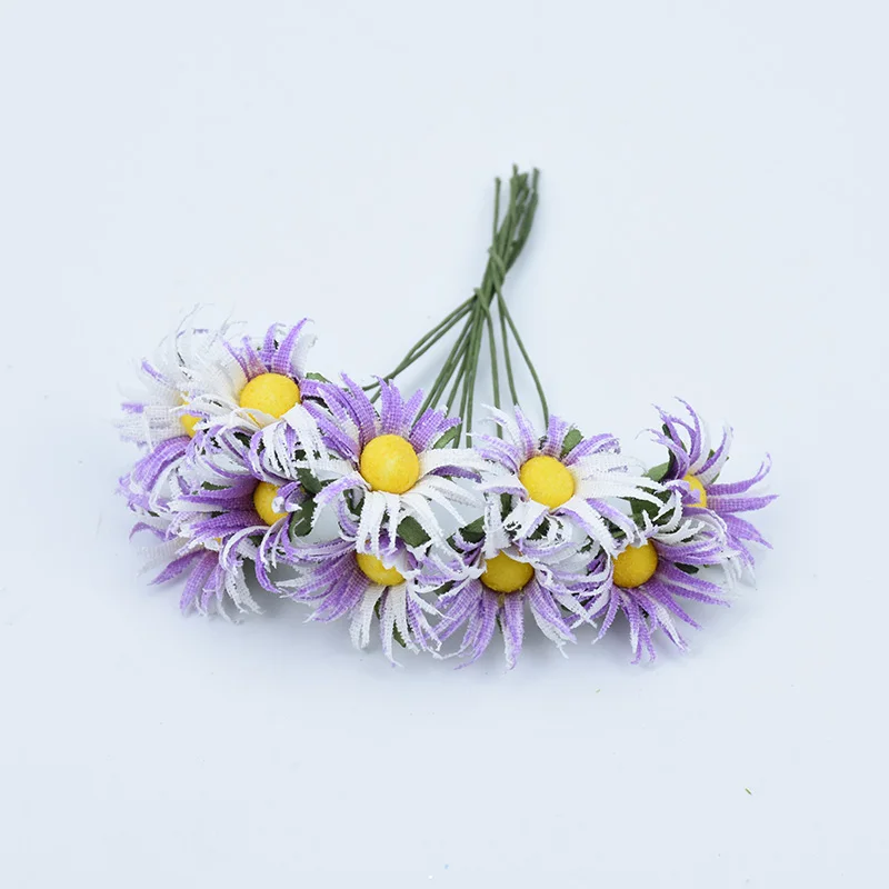 purple 10 шт Маргаритка из шелка Мини вазы для свадьбы домашний декор diy Подарочная коробка Рождественская гирлянда Искусственные цветы скрапбук искусственный подсолнух - Цвет: purple