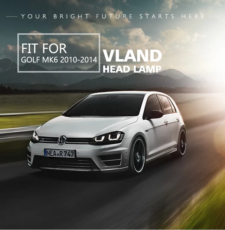VLAND светодиодный U Стиль Demon eyes лампы для Volkswagen Golf 6 MK6 фары 2008 2009 2010 2012 для GOLF R20 светодиодный головной фонарь