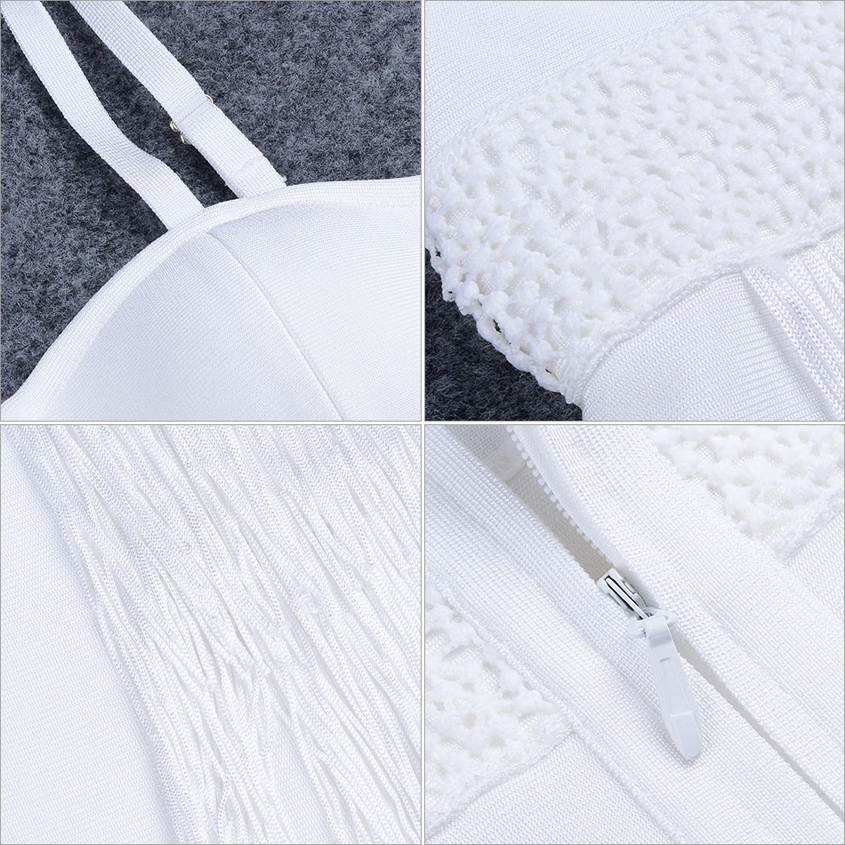 Женское Бандажное платье Adyce Белое Платье макси с кисточками расшитое блестками