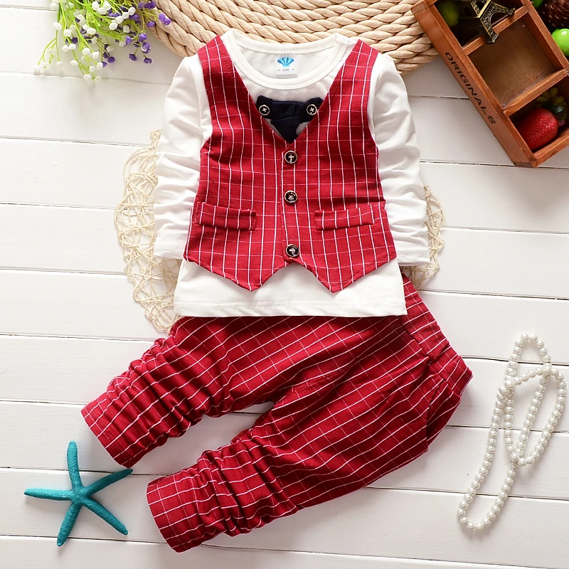 YATFIML summer Formal Children's clothes for boys Lattice baby boys suit kids blazers boy suit for weddings prom 9M-3T