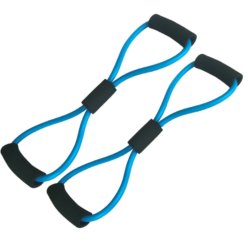 2pcs.Blue 2 шт. 8-образный сопротивление контура группы tube for yoga фитнес пилатес тренировки упражнения фитнес-оборудование груди разработчик - Цвет: 2pcs.Blue