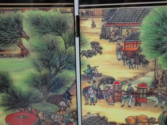 (Мини) изысканный китайский классический складной экран из 6 частей окрашенный