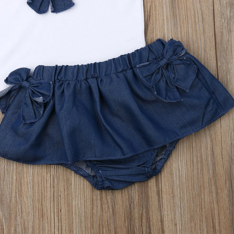 Милые топы для маленьких девочек футболка джинсовый комбинезон юбка комплект