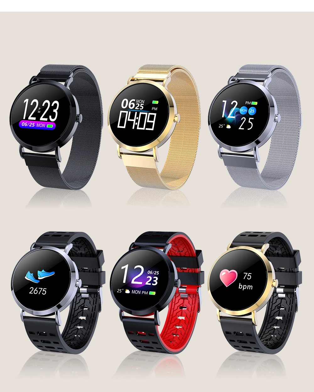 CV08C новые модные классические спортивные Смарт часы Bluetooth браслет кровяное