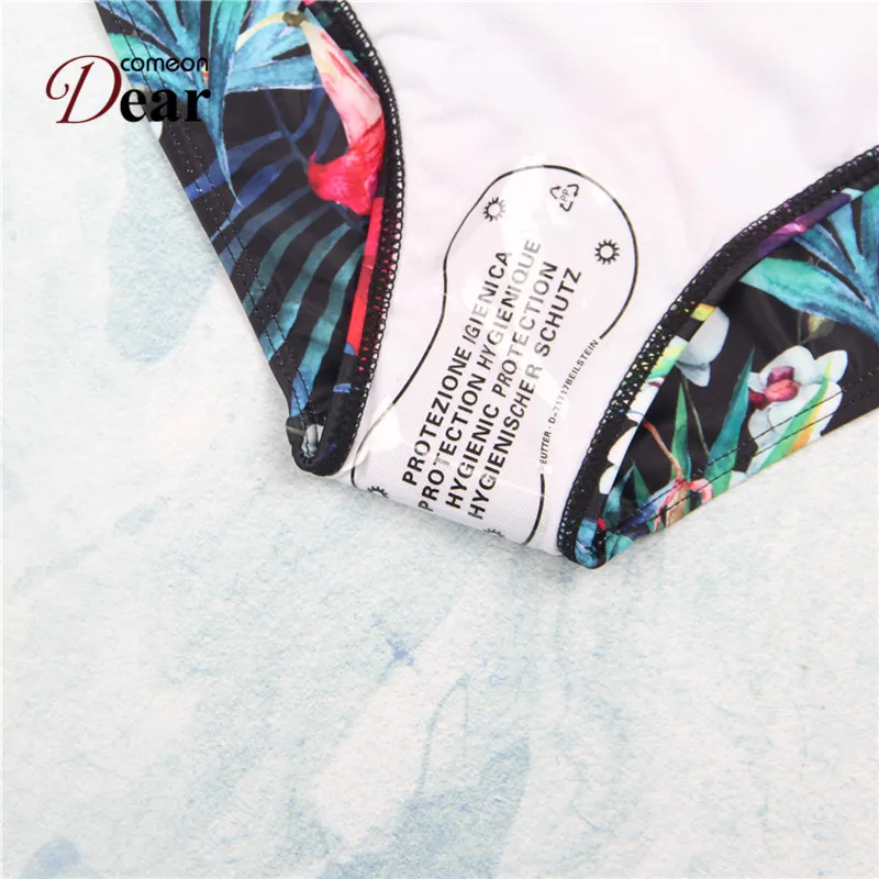 

Comeondear Bikinis 2019 Mujer Large Size Tankini Plus Size Swimwear Women Two Piece Swimsuit Ladies Black Floral Bikini DYB3425