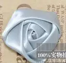 silver Набор 100 шт./лот сделай сам ручная работа диаметр 3,5 см атласная роза Искусственные ленты цветок для невесты Свадебный букет декоративный - Цвет: silver