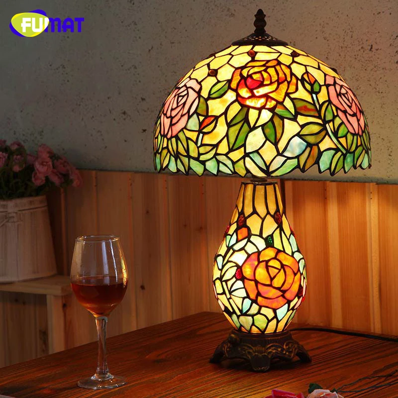 Фумат Европейский Тиффани настольные лампы Pastroal гостиной кровати комнаты