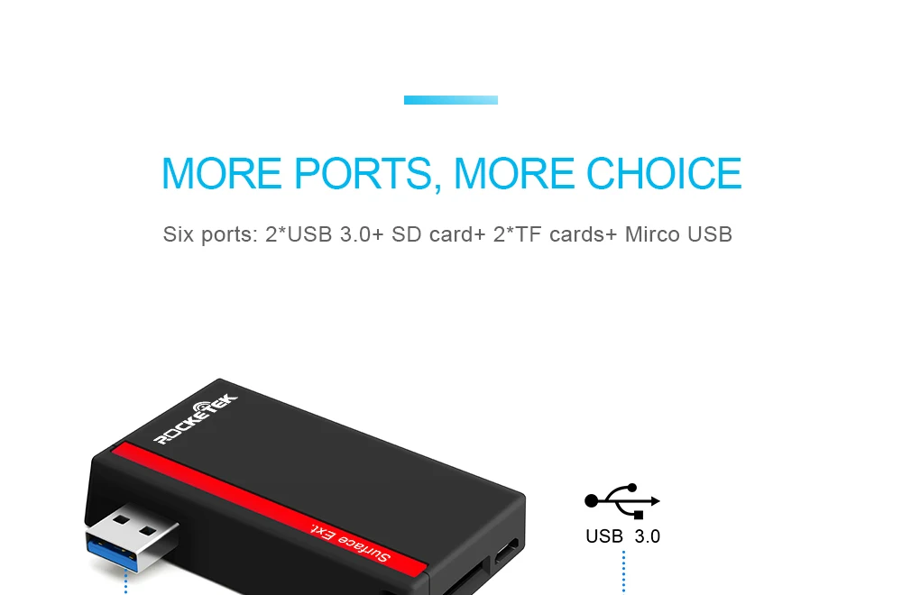 Игровая мышь Rocketek usb 3,0 мульти концентратор usb 5 в 1 устройство чтения карт памяти Адаптер для SD/TF micro SD Microfoft Surface Pro 3/4/5/6 ноутбук компьютер