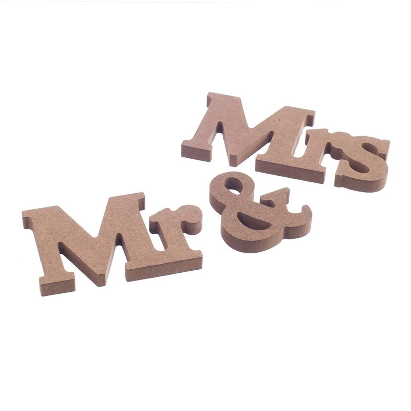 1 комплект Mr & Mrs с буквенным принтом деревянный цвет для деревенских свадебных