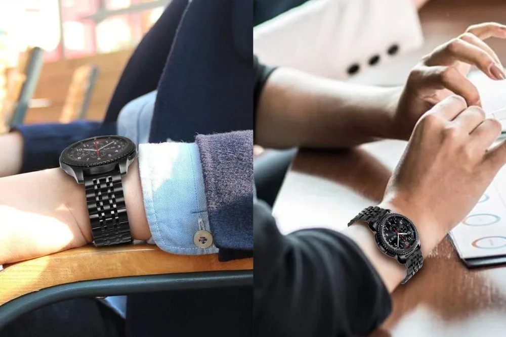 Lerxiuer 22 мм ремешок для samsung Galaxy watch 46 мм ремешок gear S3 Frontier ремешок из нержавеющей стали huawei часы GT ремешок gear S3