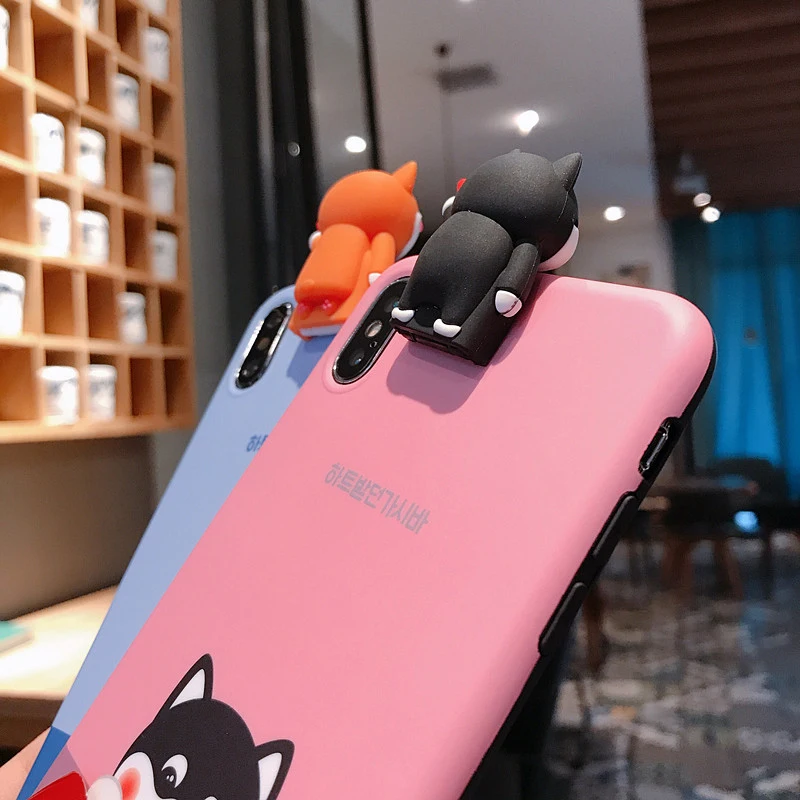 Чехол для телефона с мультяшным изображением Шиба ину для iphone XSMax X XR XS, новинка, 3D кукла, игрушка, держатель, матовый IMD чехол для iphone 6, 6 S, 7, 8 Plus, задняя крышка