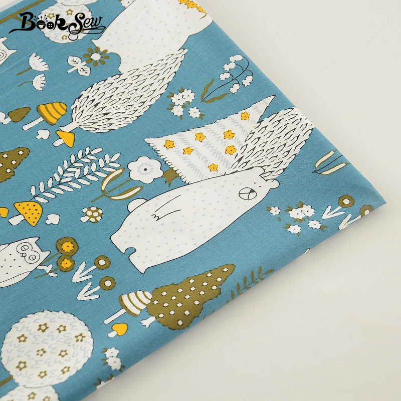 Booksew 100% хлопчатобумажная ткань с саржевым переплетением Мультяшные животные