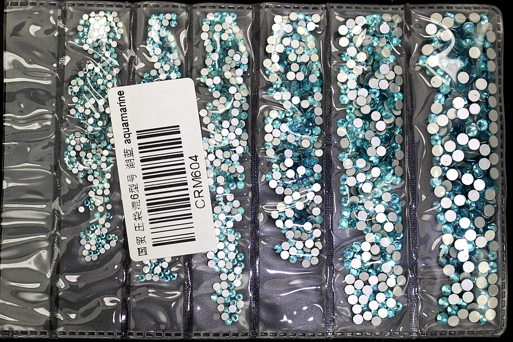 Aquamarine color Стразы для ногтей DIY, 24 цвета, SS3-SS10, маленькие размеры, стеклянные стразы для ногтей, 3D украшение для ногтей, низкая стоимость доставки, оптом - Цвет: Aquamarine color