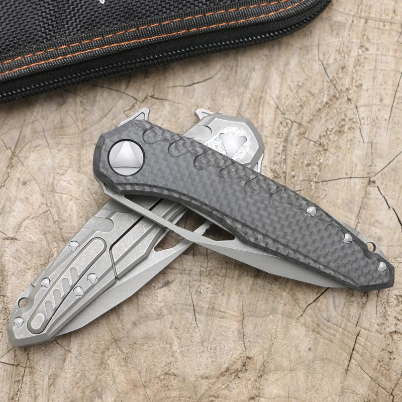 Green Thorn marfione M390 лезвие titanium рычаг CF Флиппер Складной нож Открытый Отдых на природе