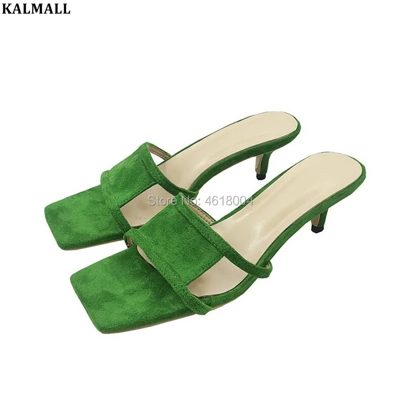 Женские сандалии без задника KALMALL зеленые сандалии-гладиаторы на каблуке рюмочка