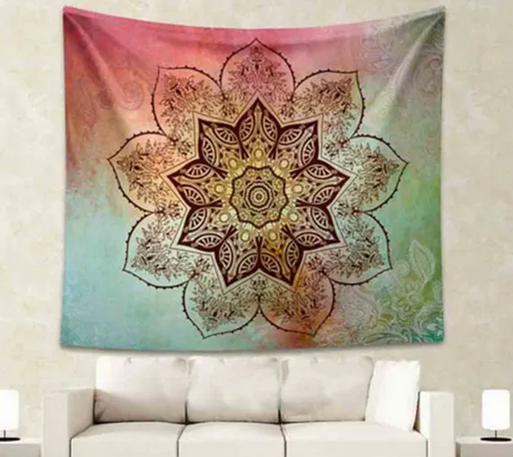 nine angle flower Гобелен с изображением слона Цветной печатных декоративные индийский ковер в виде мандалы Мандала со слоном настенная драпировка в стиле хиппи - Цвет: nine angle flower