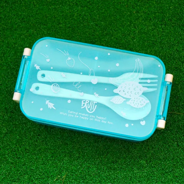 Sky blue Meltset 450 мл Bento Ланч-бокс с микроволновкой пластиковый контейнер для еды салат и суши снэк-бокс для пикника 4 цвета - Цвет: Sky blue