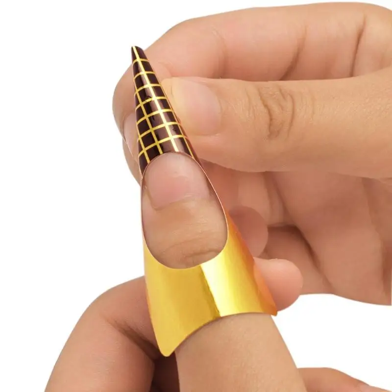 Профессиональный Золотой ногтей форм для акрилового UV Gel Nail Книги по искусству Совет наращивания ногтей Стикеры Руководство Форма Маникюр Стайлинг Инструмент ногтей книги по искусству