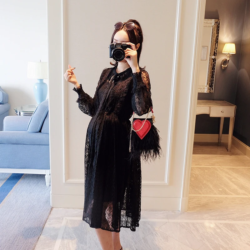 Платье для беременных 9206 # Sweet кружевное платье вечеринки 2019 весенне летняя