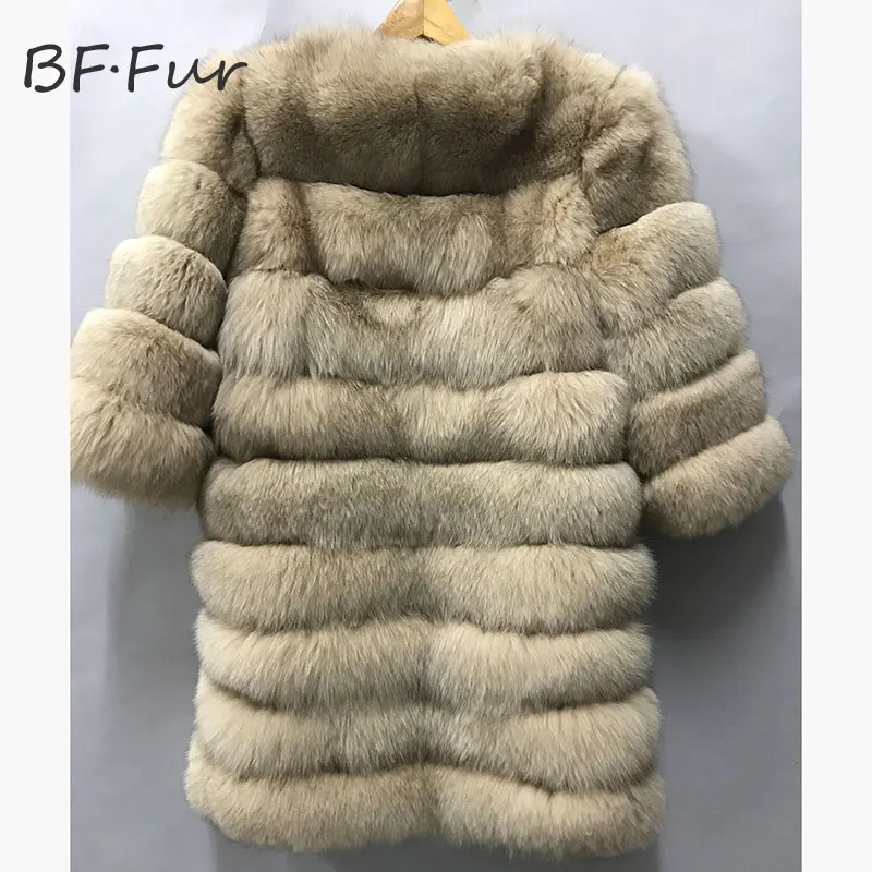 BFFUR 2017 новая мода Женское пальто из лисьего меха 100% натуральный мех натуральное