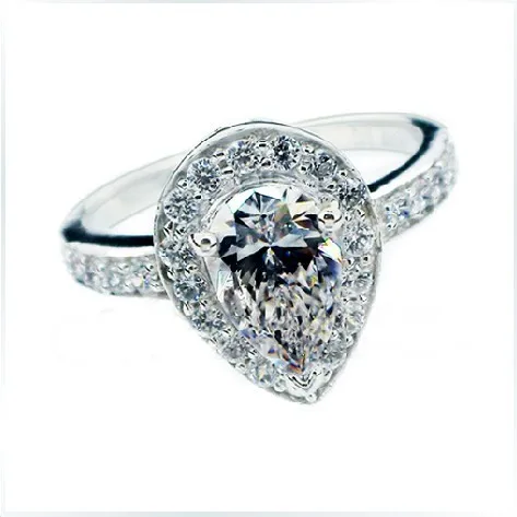 

1Ct Luxury Women bijouterie Ring Water-Drop Vintage Bridal Jewelry Semi-mount 925 Sterling Silver Diamond Ring